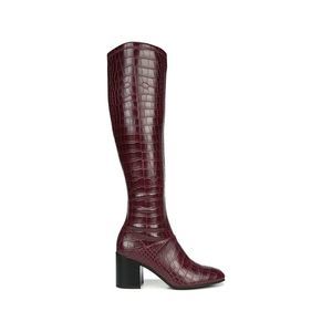 FRANCO SARTO Womens Burgundy Crocodile Tribute Square Toe Block Heel Boots 8 M